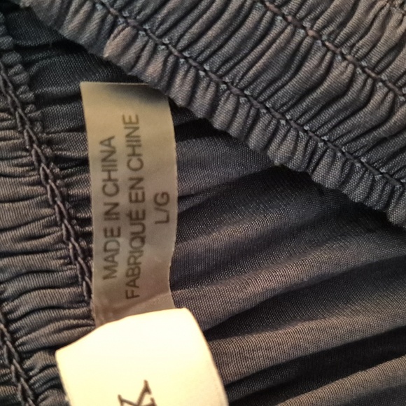 Ramy Brook Jessica Off-Shoulder Navy Blouse With Sheer Insert At Sleeve Size L - Picture 5 of 7